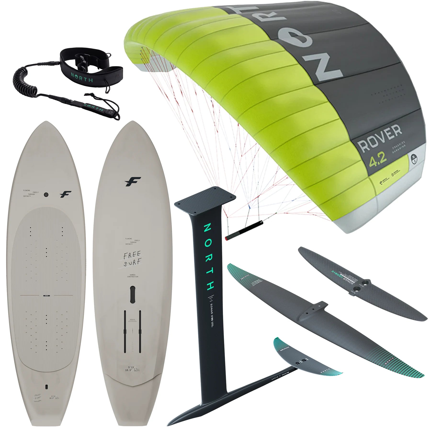 2026 North Rover + F-One Rocket Free Surf + Sonar HA Complete Parawing Package