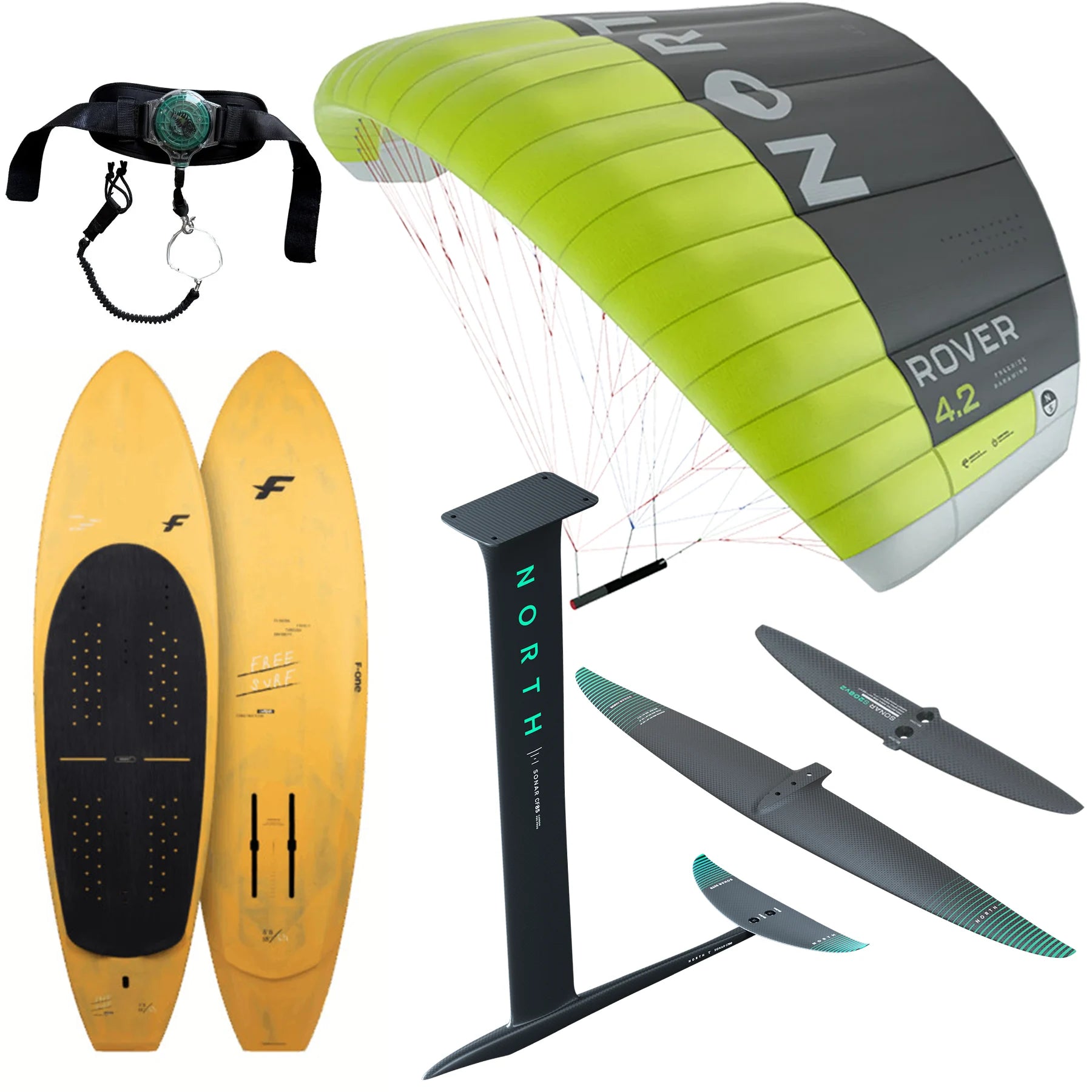 2026 North Rover + F-One Rocket Free Surf Carbon + Sonar HA Premium Carbon Complete Parawing Package