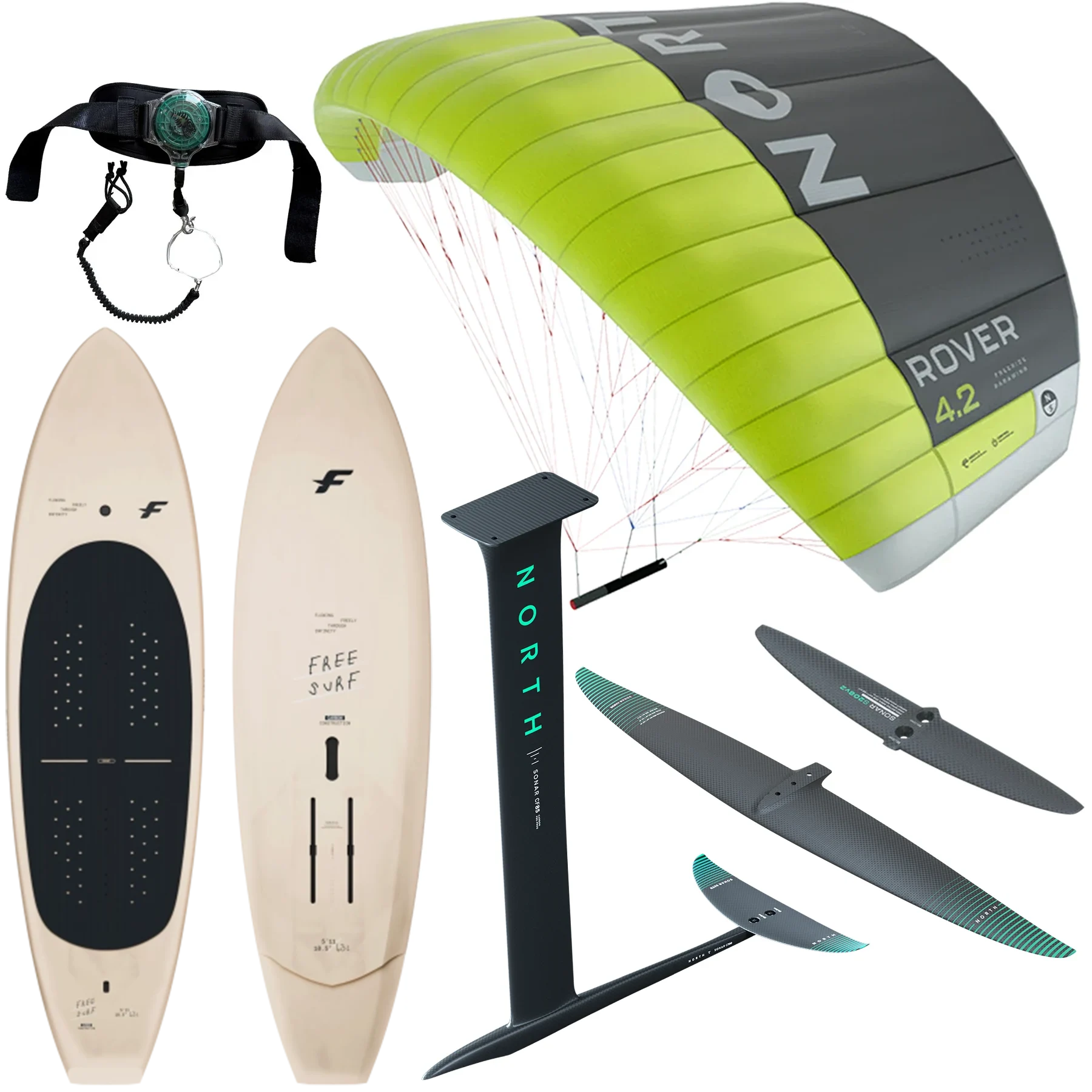 2026 North Rover + F-One Rocket Free Surf Carbon + Sonar HA Premium Carbon Complete Parawing Package
