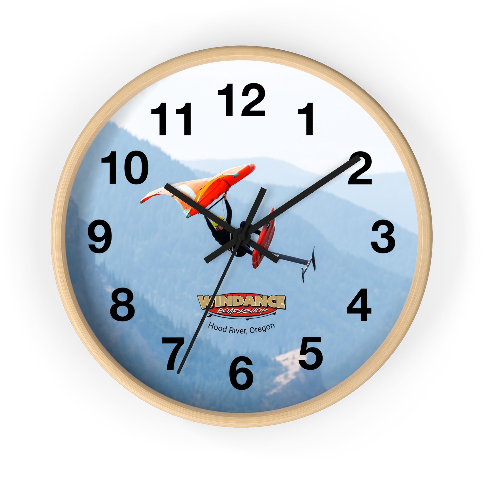 Wind Sports Wall Clock - Hood River, Oregon - Wing Foiling Enthusiast Gift