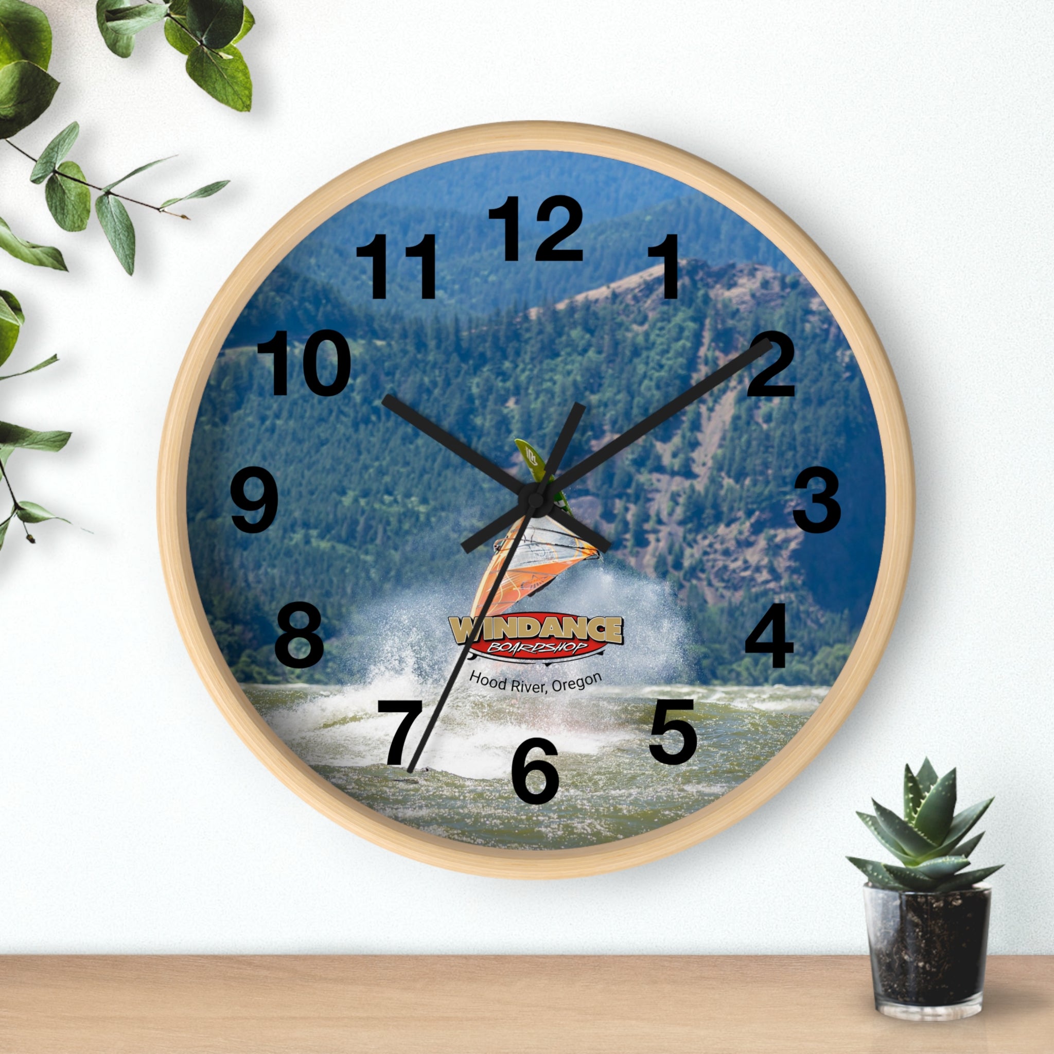 Windsurfing Wall Clock - Hood River, Oregon - Windsurfing Enthusiast Gift