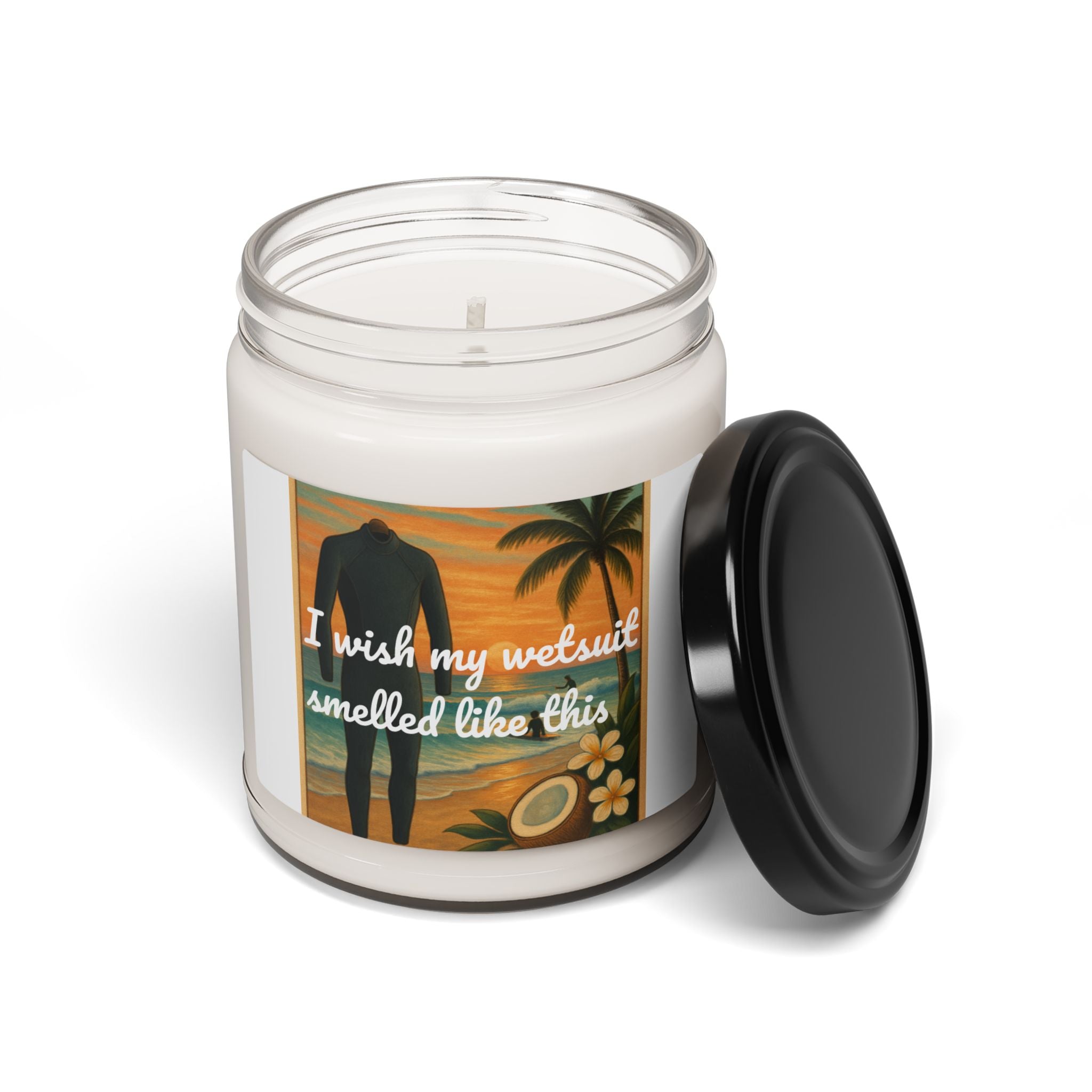 Scented Soy Candle — “I Wish My Wetsuit Smelled Like This” Tropical Beach Candle (9 oz)