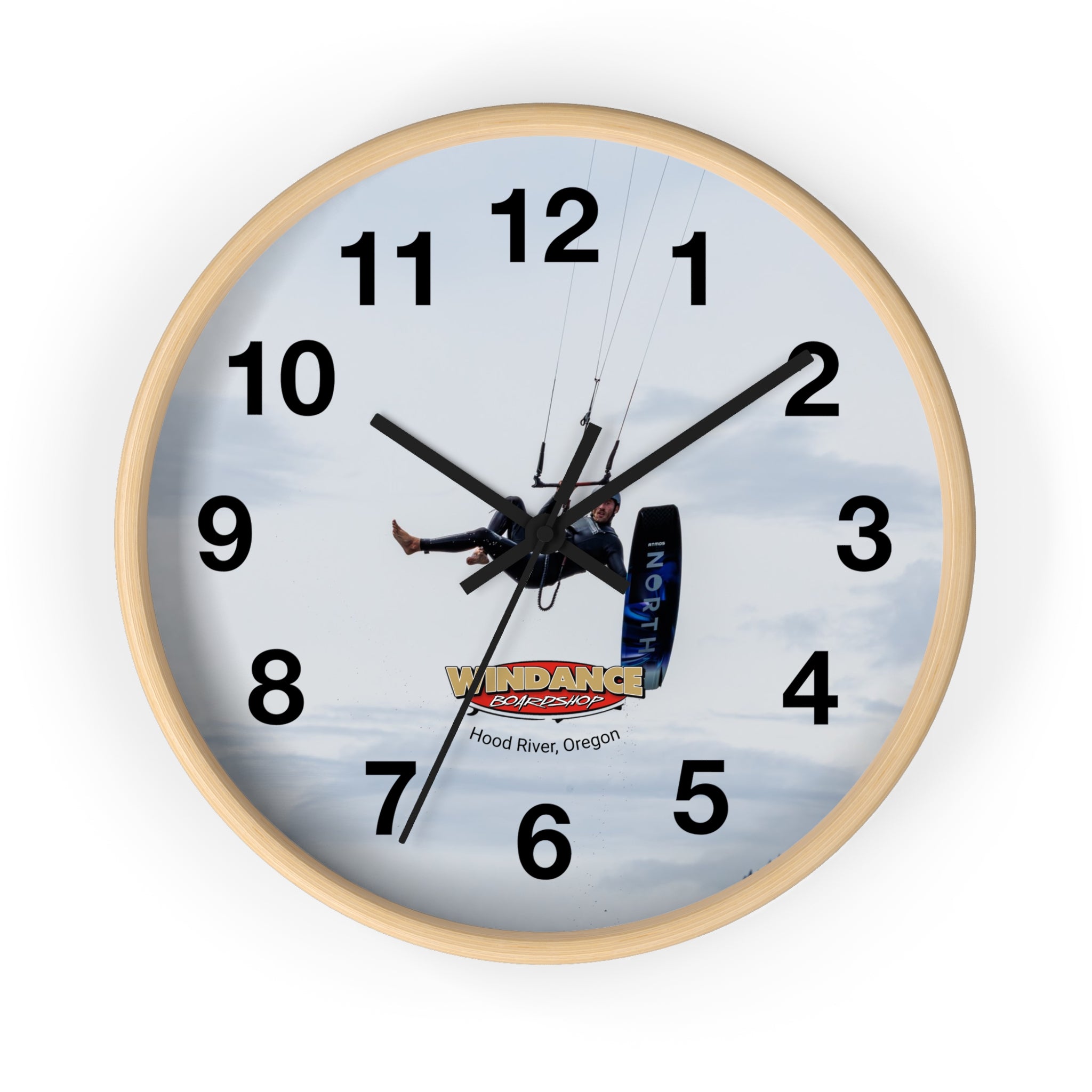 Kiteboarding Wall Clock - Hood River, Oregon - Kiteboard Enthusiast Gift