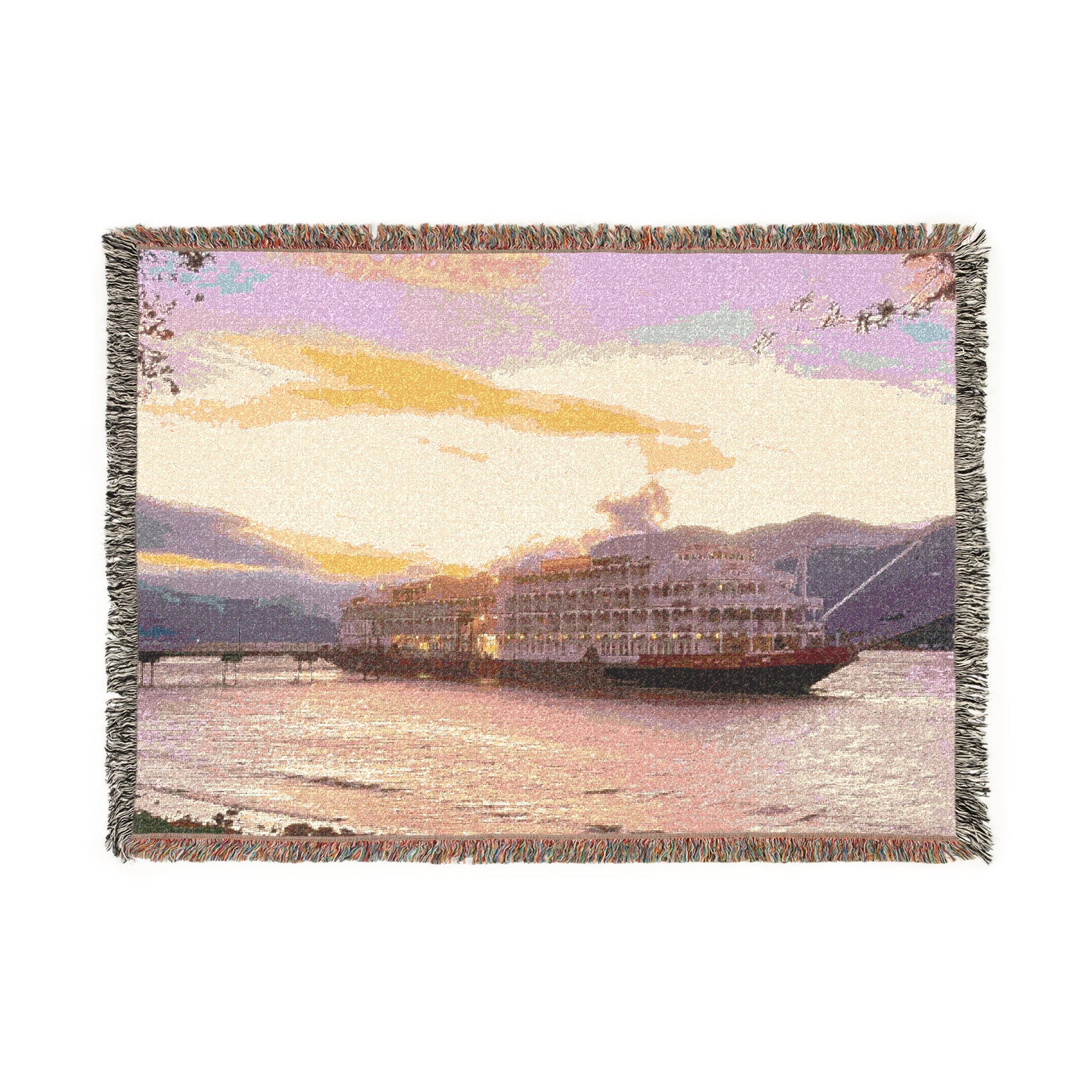 Sunrise Harbor Woven Blanket — Columbia River Sternwheeler