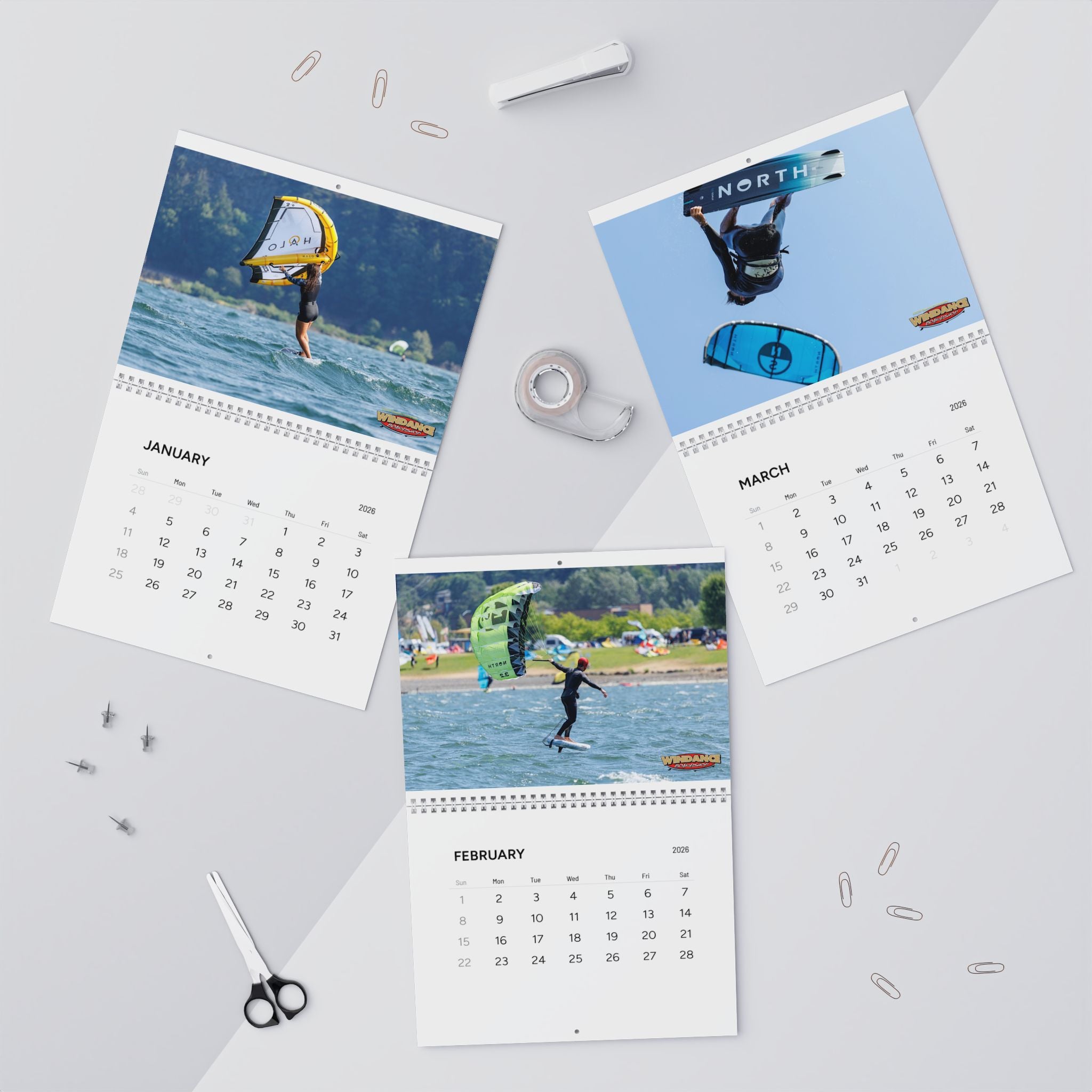 2026 Columbia River Gorge Wall Calendar -  Windance Kiteboarding, Windsurfing, Wingfoiling Parawinging