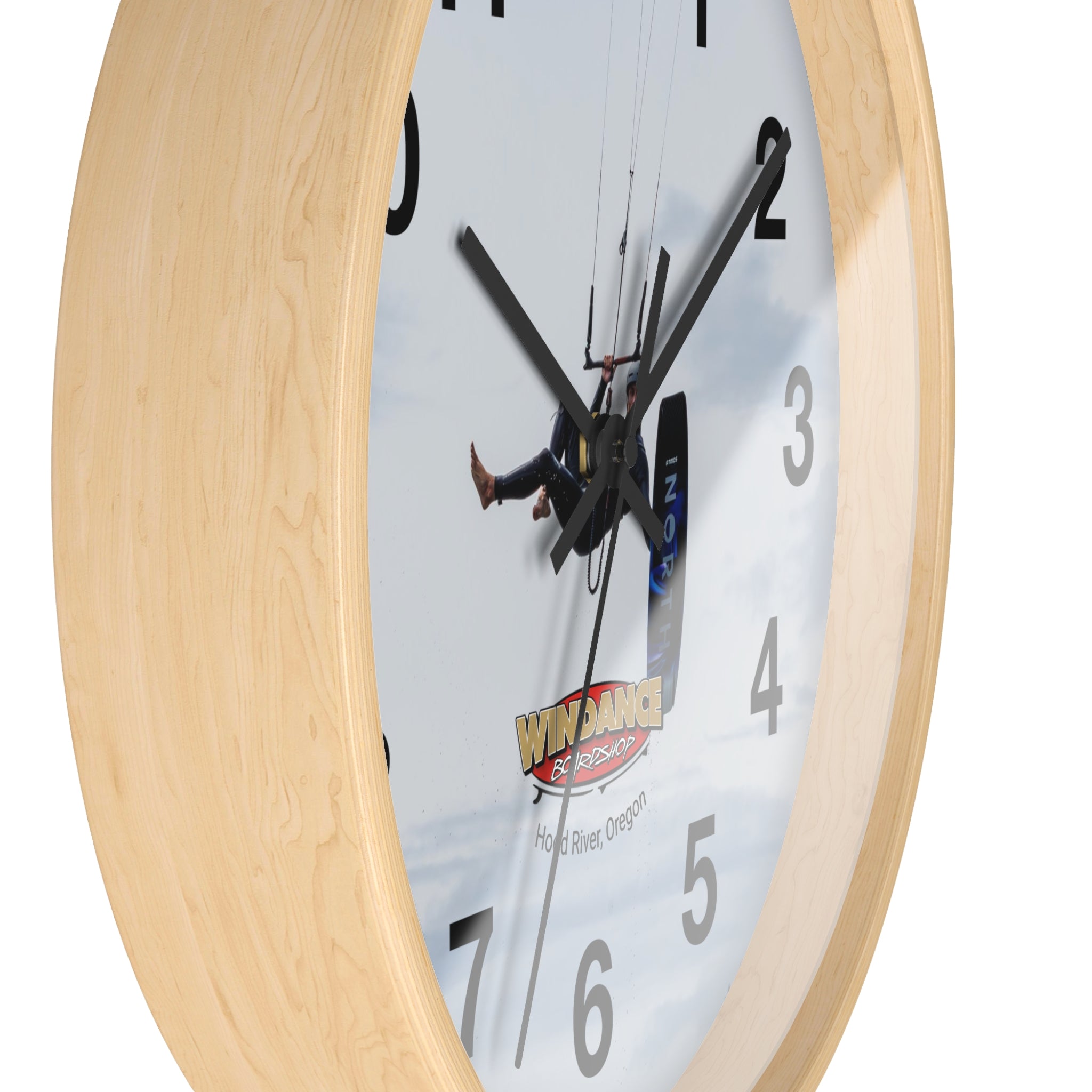 Kiteboarding Wall Clock - Hood River, Oregon - Kiteboard Enthusiast Gift