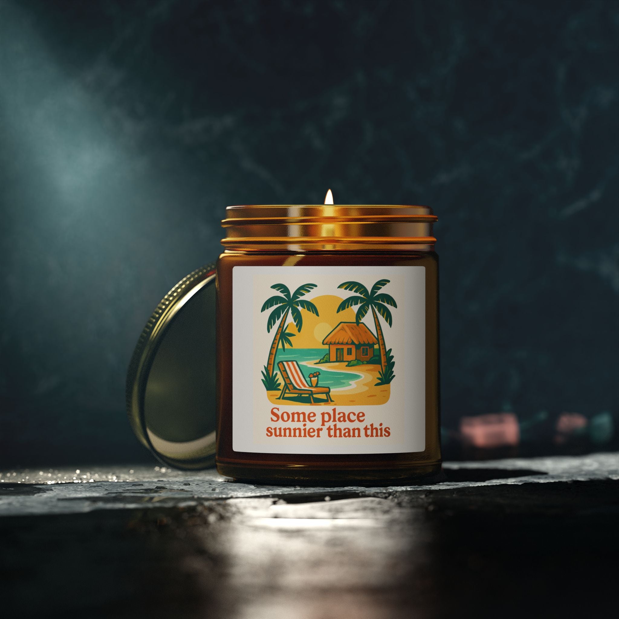 Coconut Apricot Scented Candle — "Some Place Sunnier Than This" (4oz/9oz)