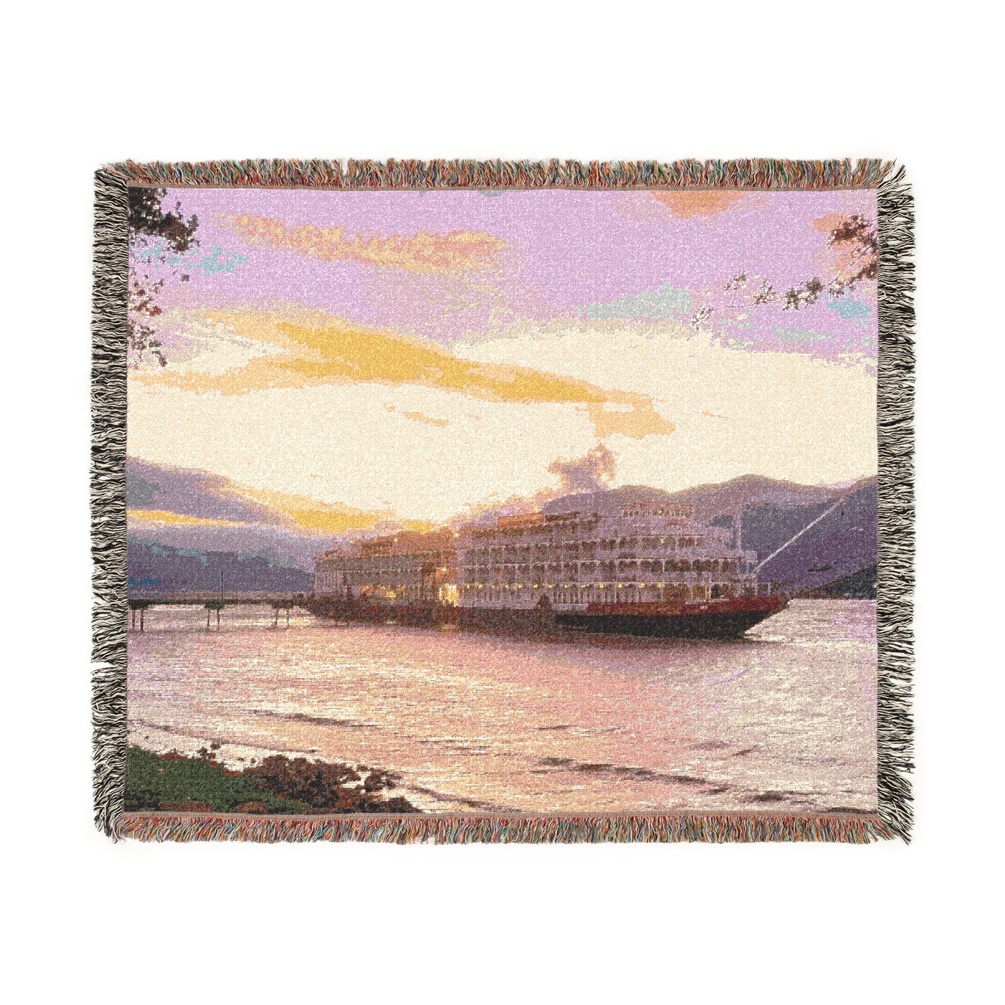 Sunrise Harbor Woven Blanket — Columbia River Sternwheeler