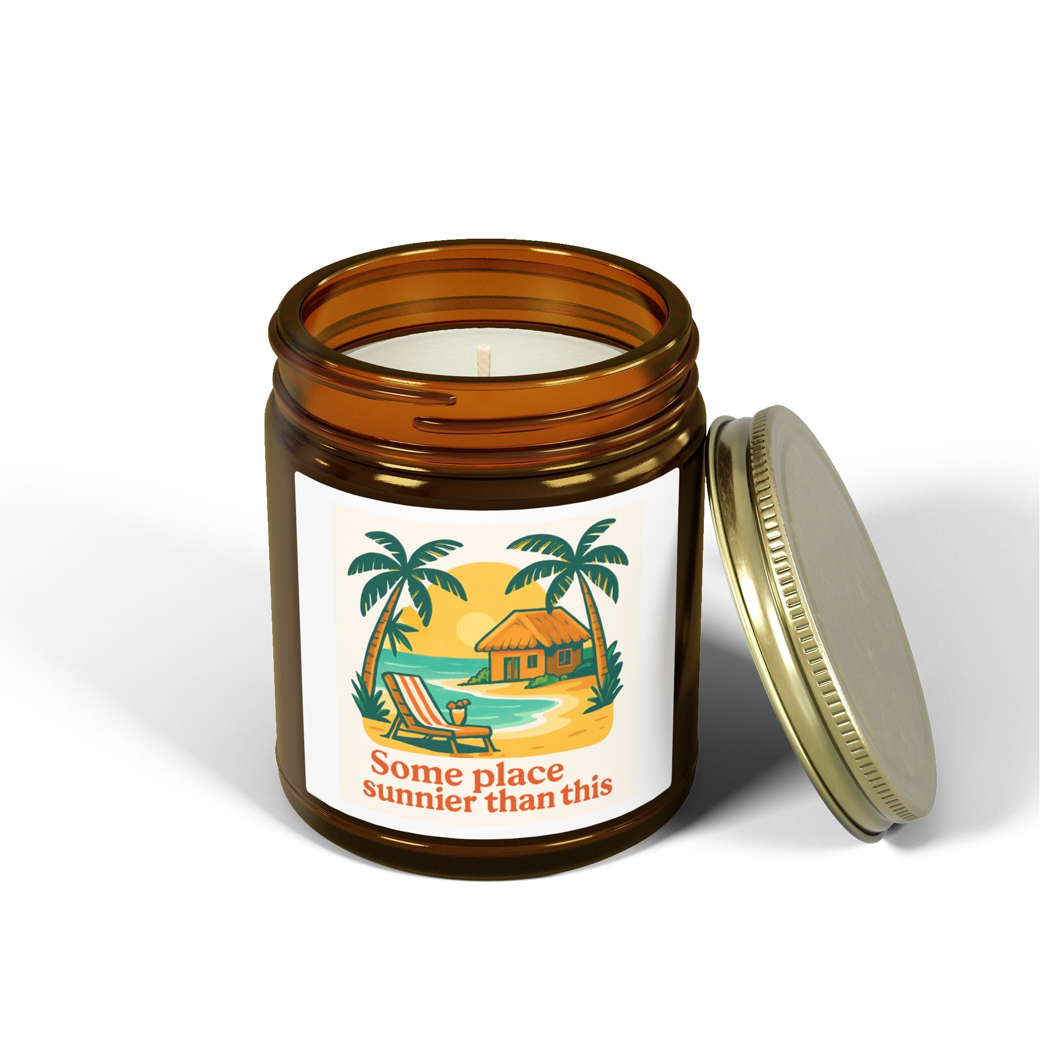 Coconut Apricot Scented Candle — "Some Place Sunnier Than This" (4oz/9oz)
