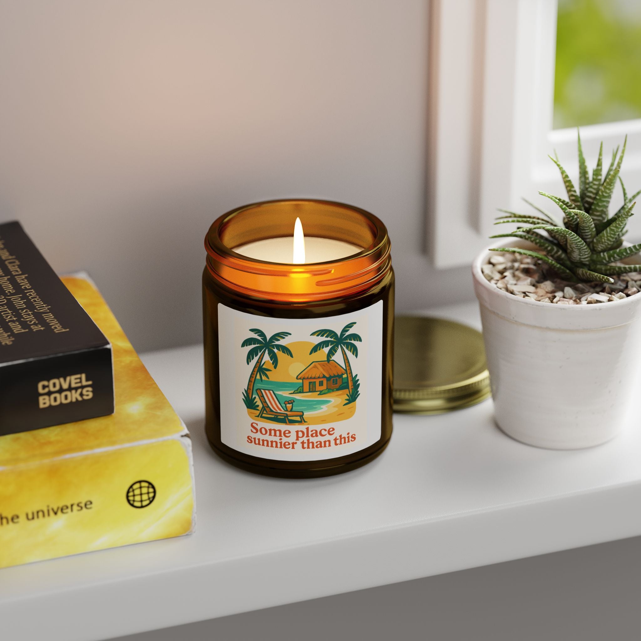 Coconut Apricot Scented Candle — "Some Place Sunnier Than This" (4oz/9oz)