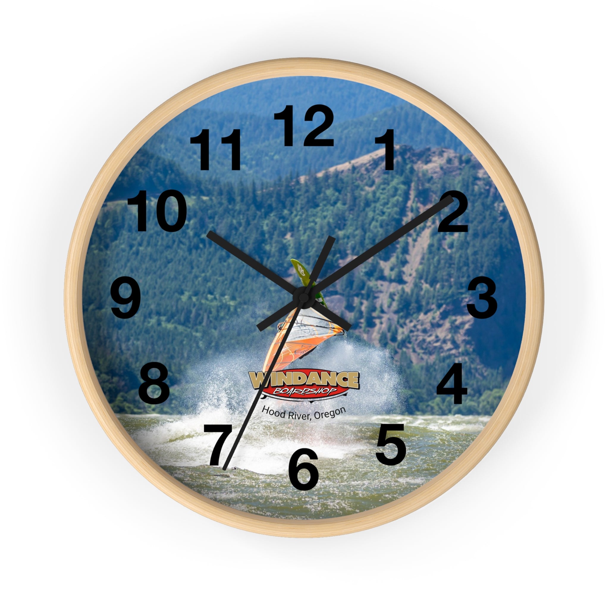 Windsurfing Wall Clock - Hood River, Oregon - Windsurfing Enthusiast Gift