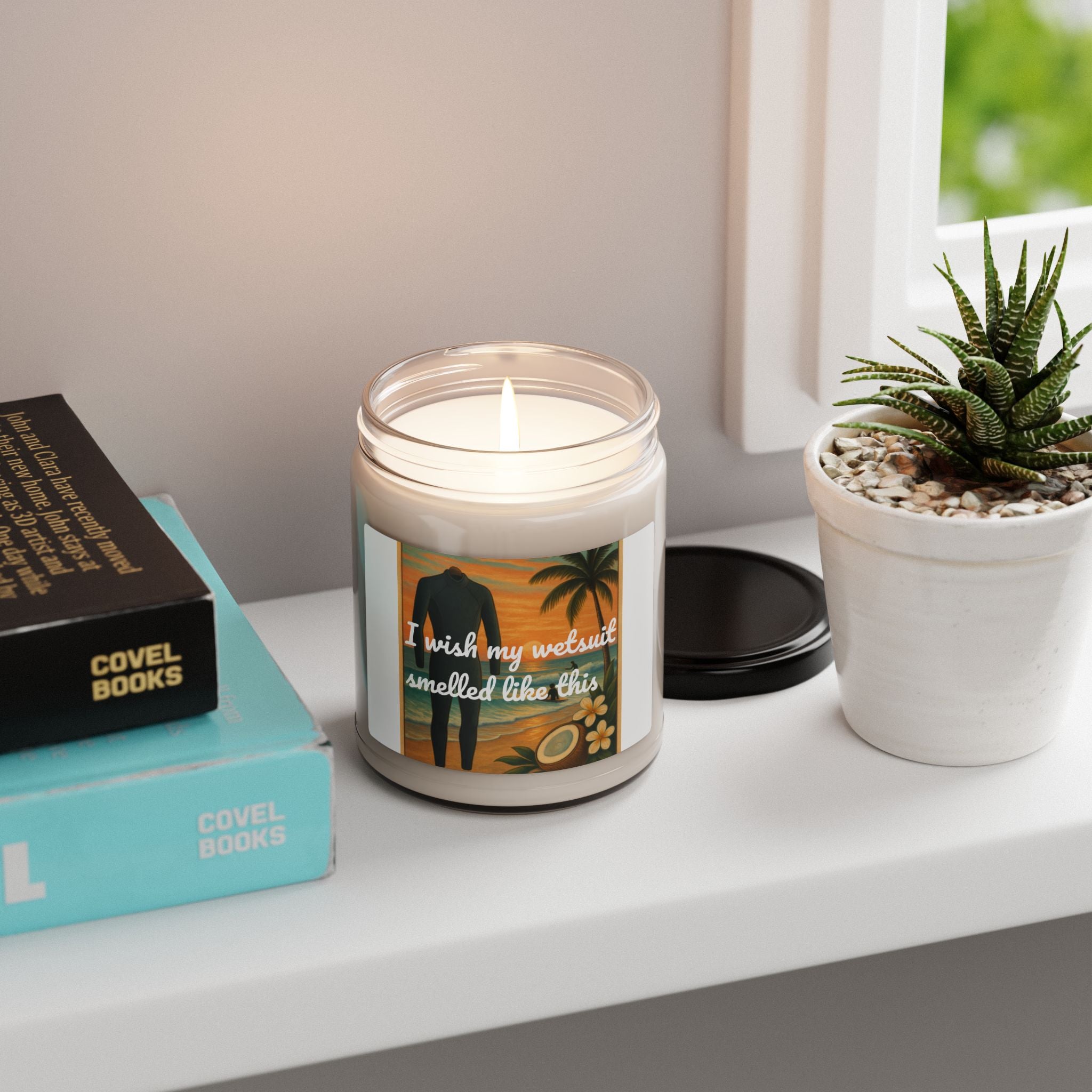 Scented Soy Candle — “I Wish My Wetsuit Smelled Like This” Tropical Beach Candle (9 oz)