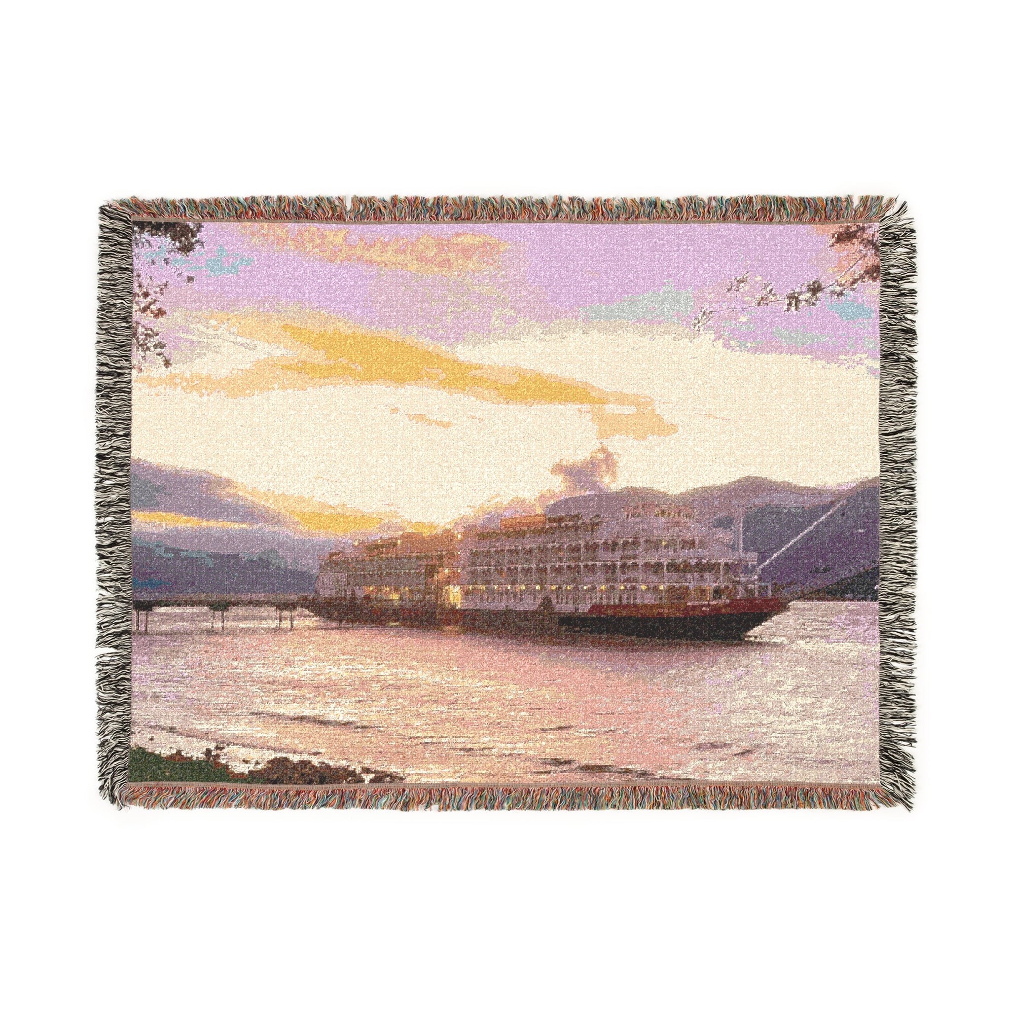 Sunrise Harbor Woven Blanket — Columbia River Sternwheeler