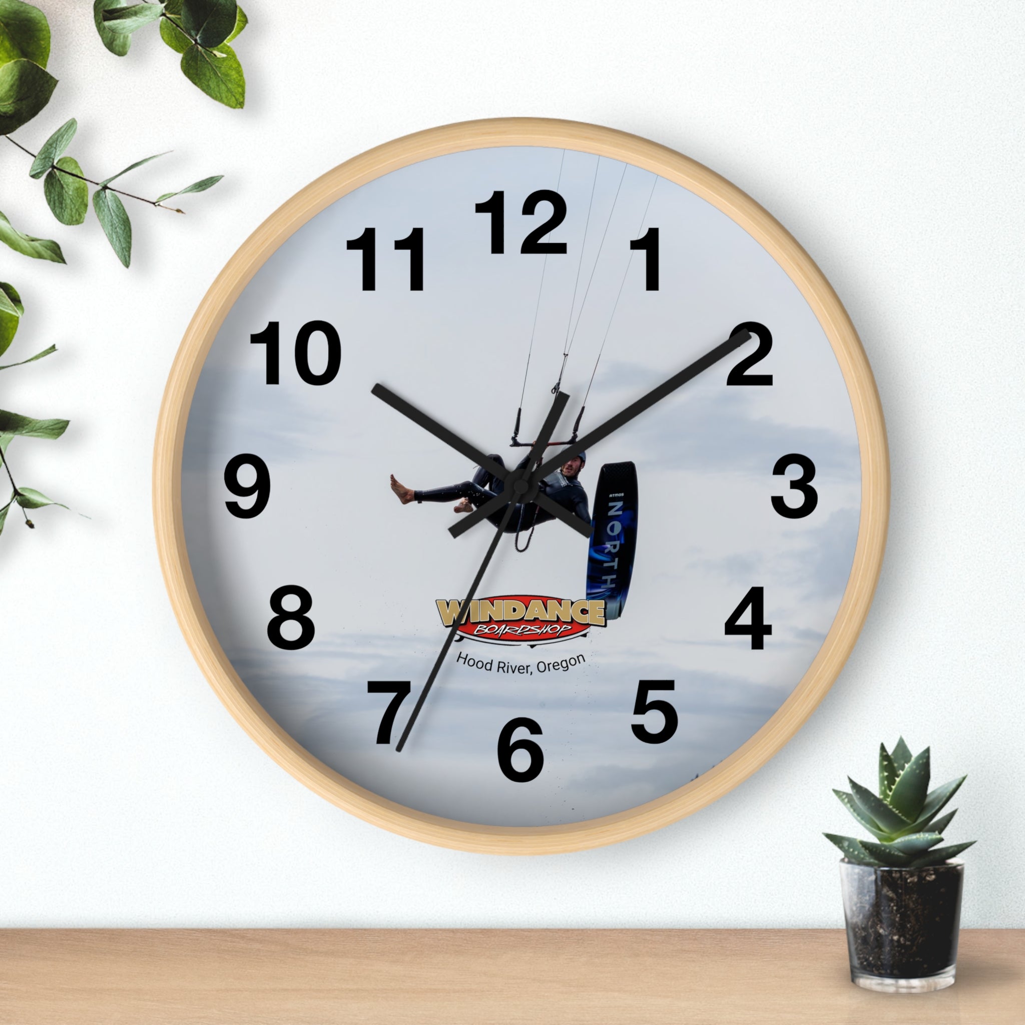 Kiteboarding Wall Clock - Hood River, Oregon - Kiteboard Enthusiast Gift