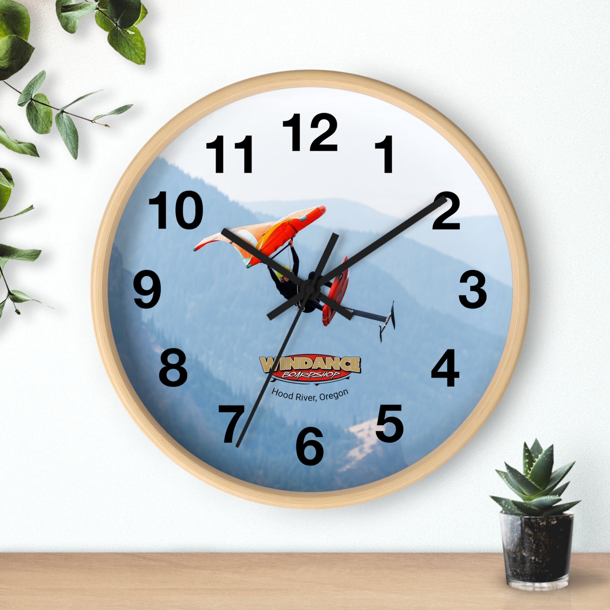 Wind Sports Wall Clock - Hood River, Oregon - Wing Foiling Enthusiast Gift