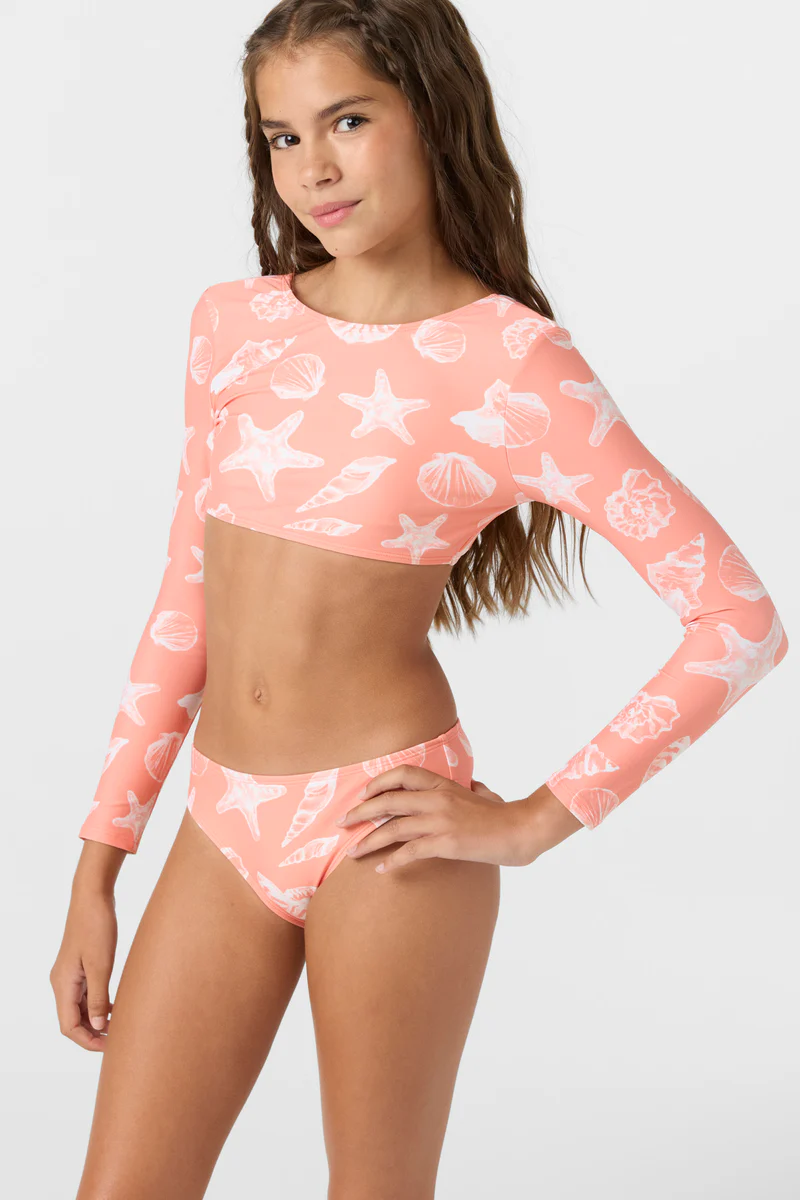 GIRL'S SANDY SEASHELLS LONG SLEEVE CROP