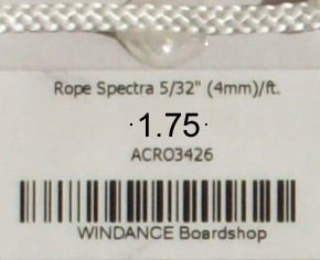 Rope White Spectra 5/32" (4mm) Downhaul Line 1ft Precut
